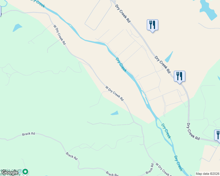 map of restaurants, bars, coffee shops, grocery stores, and more near 2975 West Dry Creek Road in Healdsburg