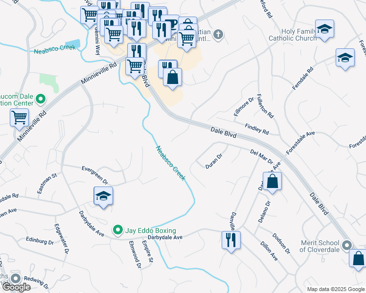 map of restaurants, bars, coffee shops, grocery stores, and more near 4116 Ferrara Terrace in Woodbridge