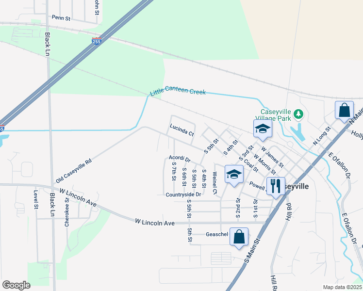 map of restaurants, bars, coffee shops, grocery stores, and more near 520 Old Caseyville Road in Caseyville