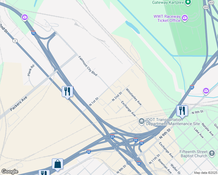 map of restaurants, bars, coffee shops, grocery stores, and more near in NATL STOCK YD