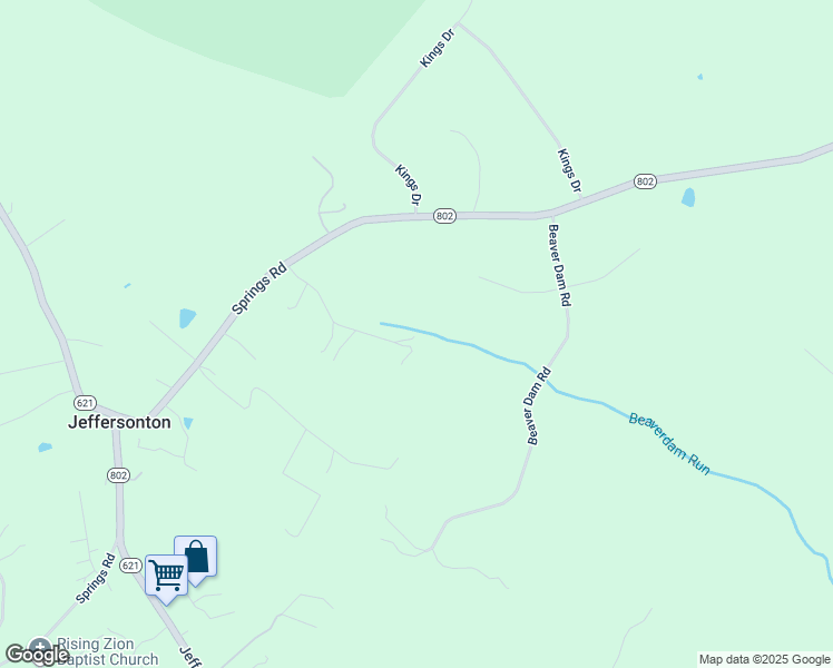 map of restaurants, bars, coffee shops, grocery stores, and more near Springs Road in Jeffersonton