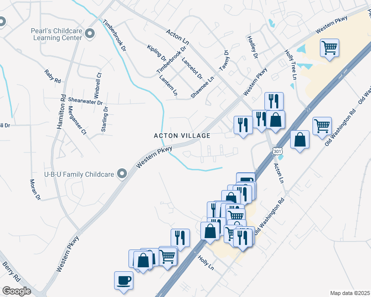 map of restaurants, bars, coffee shops, grocery stores, and more near 3226 Westdale Court in Waldorf