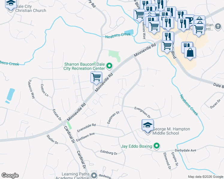 map of restaurants, bars, coffee shops, grocery stores, and more near 14341 North Park Court in Woodbridge
