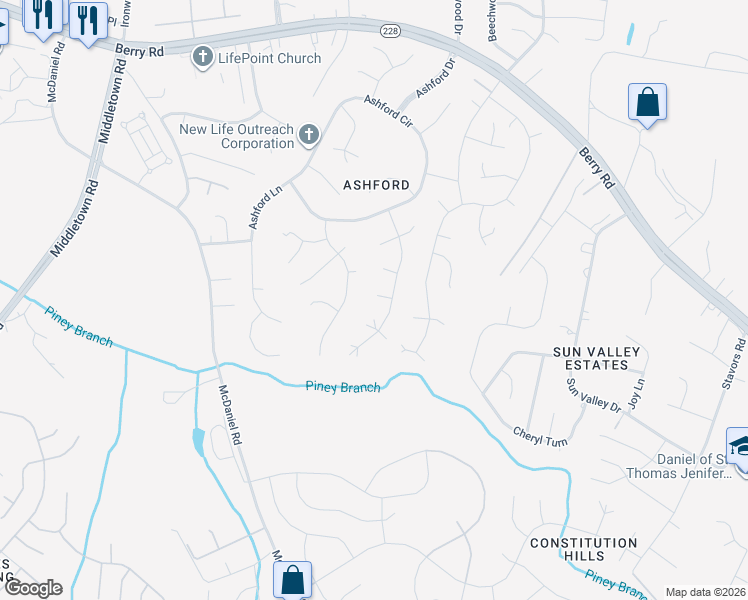 map of restaurants, bars, coffee shops, grocery stores, and more near 2320 Alava Court in Waldorf