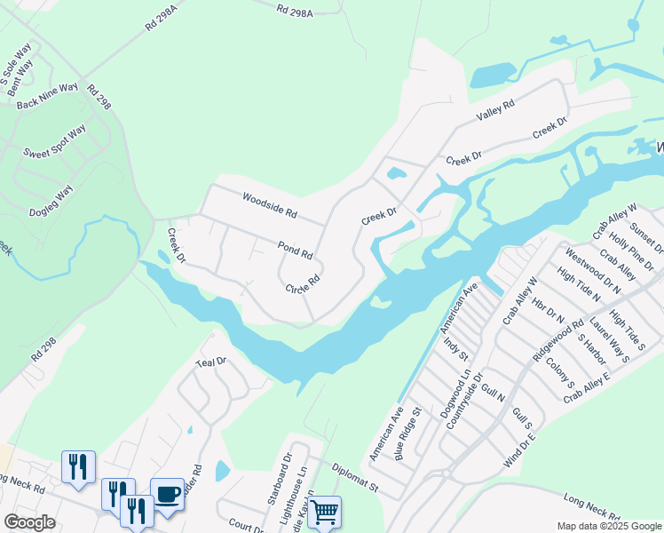 map of restaurants, bars, coffee shops, grocery stores, and more near 400 Circle Road in Millsboro