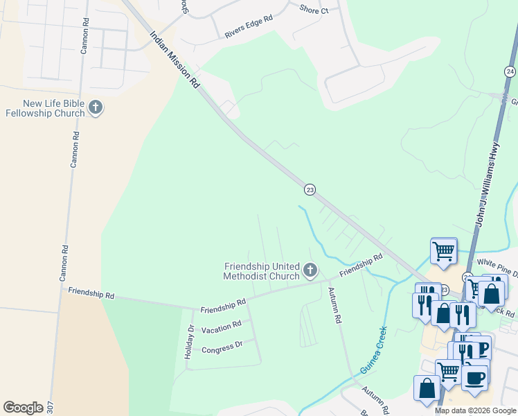 map of restaurants, bars, coffee shops, grocery stores, and more near 25509 Guinea Hollow in Millsboro