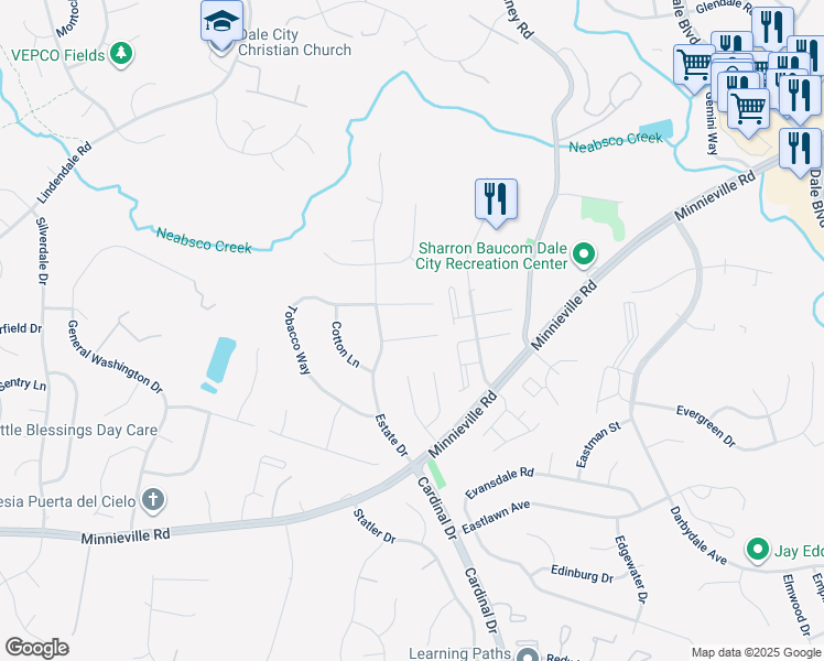map of restaurants, bars, coffee shops, grocery stores, and more near 4826 Regiment Court in Woodbridge