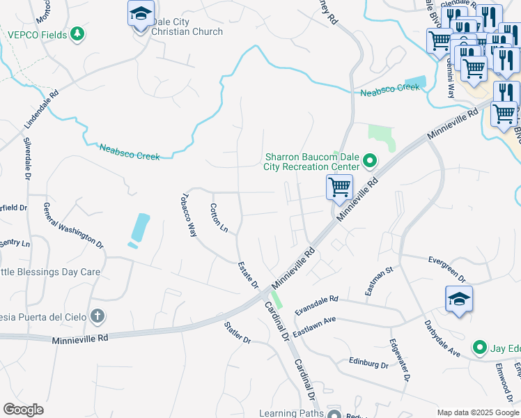map of restaurants, bars, coffee shops, grocery stores, and more near 4826 Regiment Court in Woodbridge