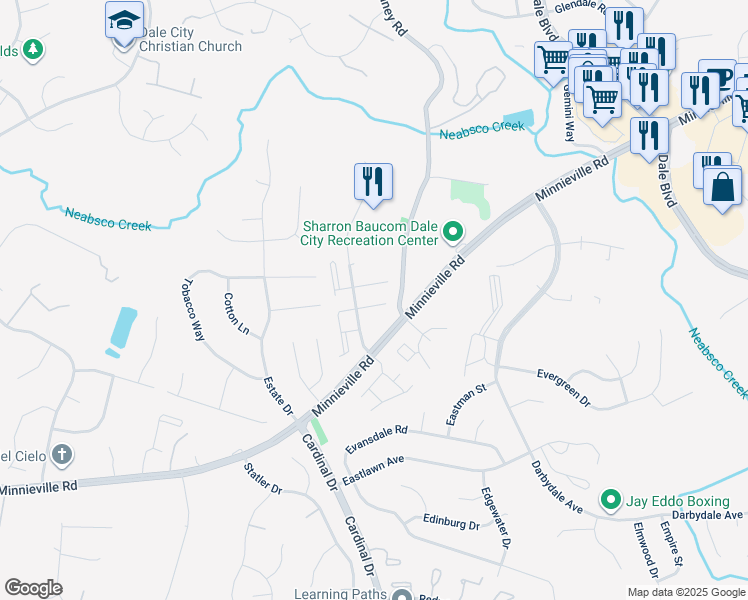 map of restaurants, bars, coffee shops, grocery stores, and more near 4614 Charlton Court in Woodbridge