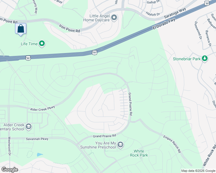 map of restaurants, bars, coffee shops, grocery stores, and more near 14884 Sun Peak Drive in Folsom