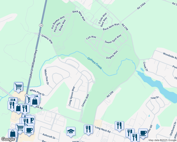 map of restaurants, bars, coffee shops, grocery stores, and more near 32575 Long Iron Way in Millsboro