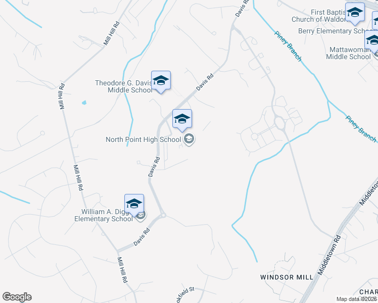 map of restaurants, bars, coffee shops, grocery stores, and more near 2500 Davis Road in Waldorf