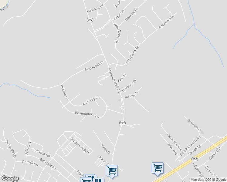 map of restaurants, bars, coffee shops, grocery stores, and more near 2605 Marshall Hall Road in Bryans Road