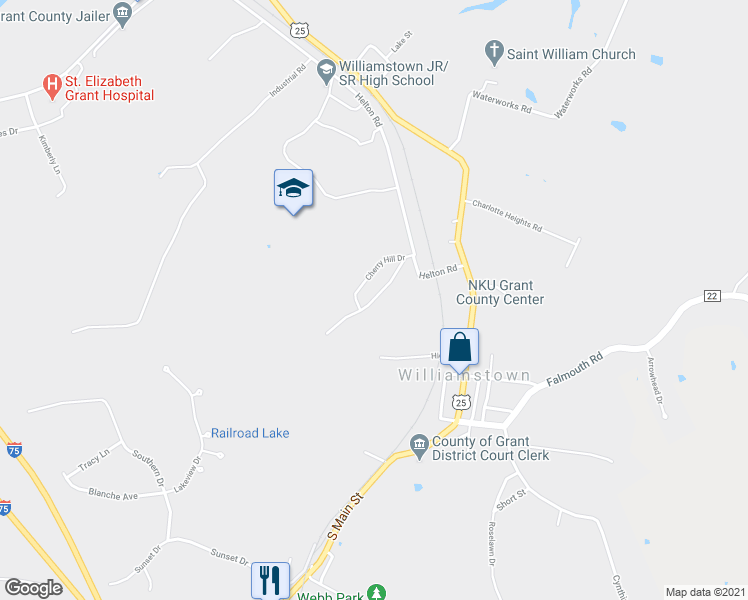 map of restaurants, bars, coffee shops, grocery stores, and more near 86 Cherry Hill Drive in Williamstown