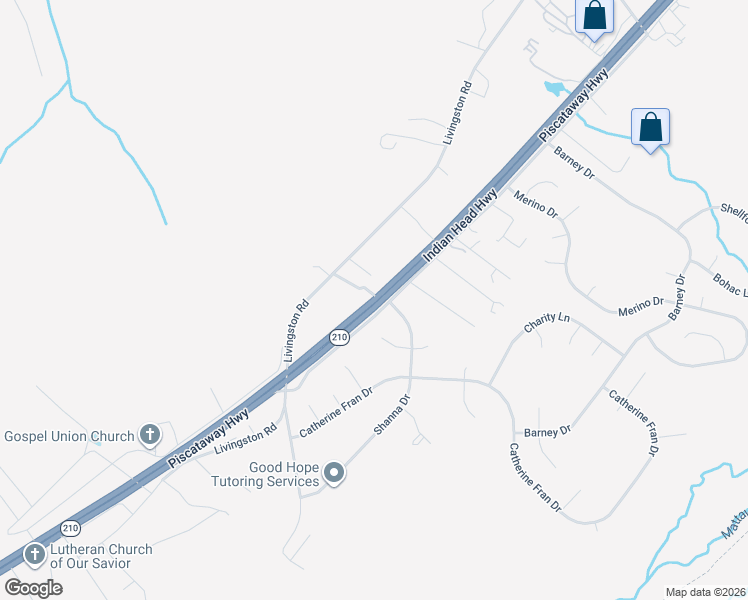 map of restaurants, bars, coffee shops, grocery stores, and more near 18077 Indian Head Highway in Accokeek