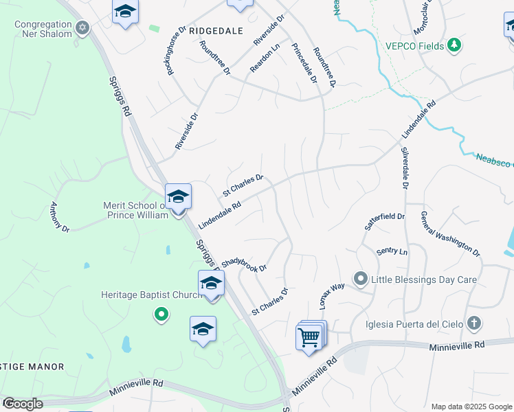 map of restaurants, bars, coffee shops, grocery stores, and more near 5640 Smallwood Court in Woodbridge