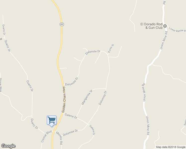 map of restaurants, bars, coffee shops, grocery stores, and more near 5768 Dolomite Drive in El Dorado County