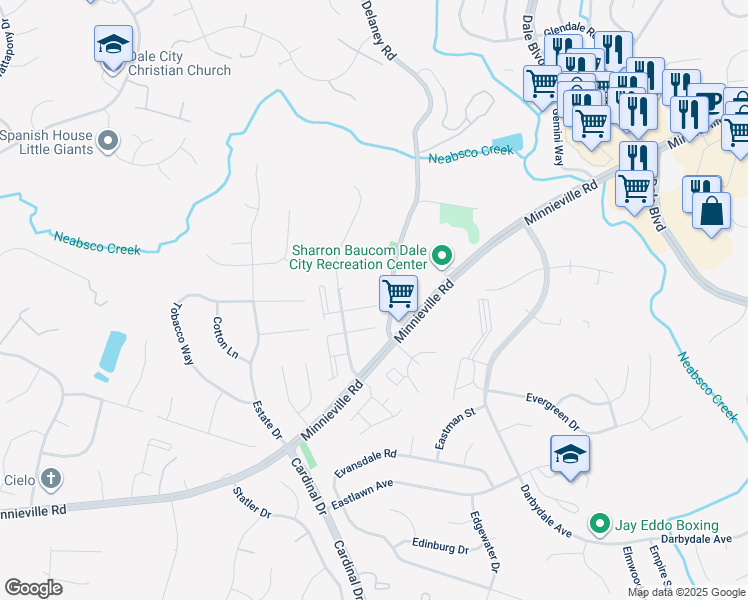 map of restaurants, bars, coffee shops, grocery stores, and more near 4604 Whitaker Place in Woodbridge