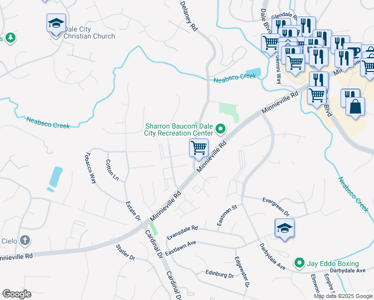 map of restaurants, bars, coffee shops, grocery stores, and more near 4602 Whitaker Place in Woodbridge