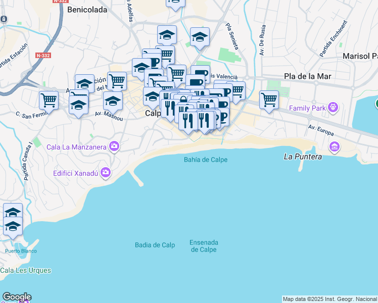 map of restaurants, bars, coffee shops, grocery stores, and more near 1D Carrer Cro D Pedro Pastor Pas in Calp