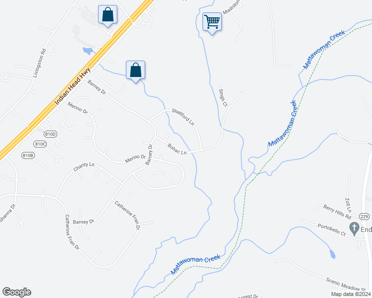 map of restaurants, bars, coffee shops, grocery stores, and more near 1207 Bohac Lane in Accokeek