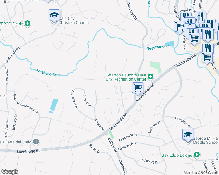 map of restaurants, bars, coffee shops, grocery stores, and more near 4911 Tobacco Way in Woodbridge