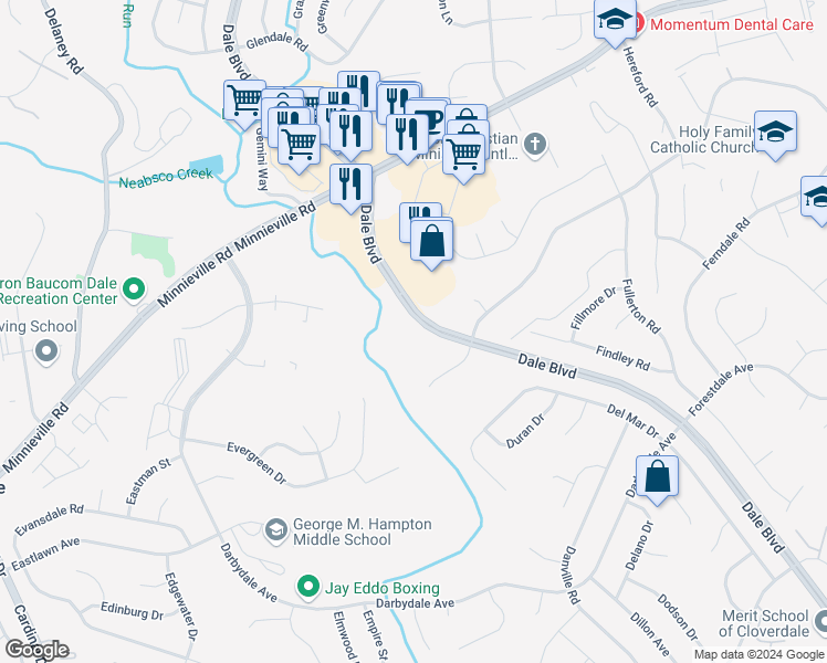map of restaurants, bars, coffee shops, grocery stores, and more near 14401 Filarete Street in Woodbridge