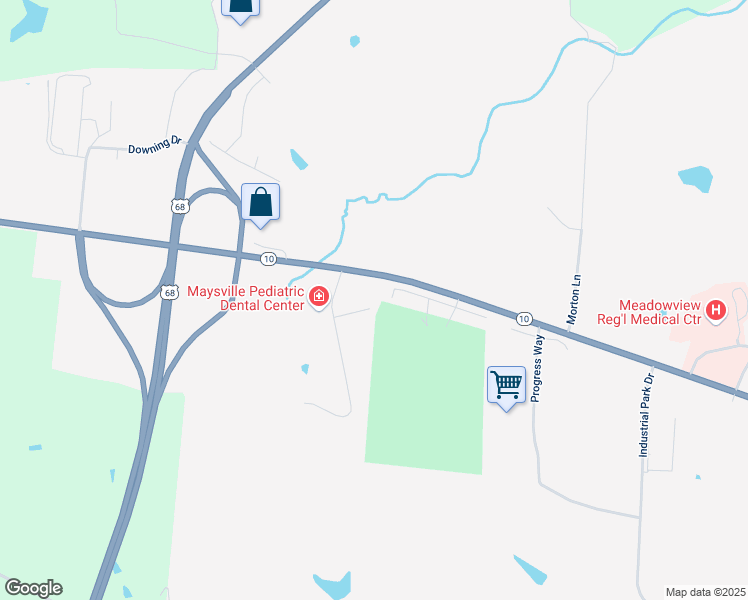 map of restaurants, bars, coffee shops, grocery stores, and more near 1579 McHugh Court in Maysville