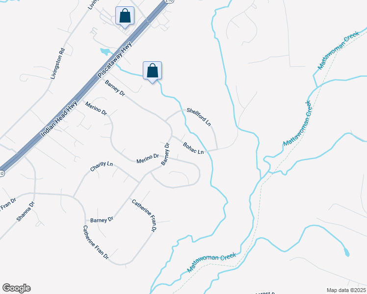 map of restaurants, bars, coffee shops, grocery stores, and more near 1218 Bohac Lane in Accokeek