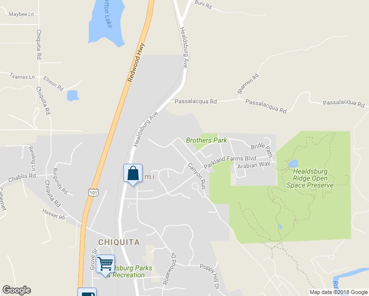 map of restaurants, bars, coffee shops, grocery stores, and more near 1725 Spur Ridge Lane in Healdsburg