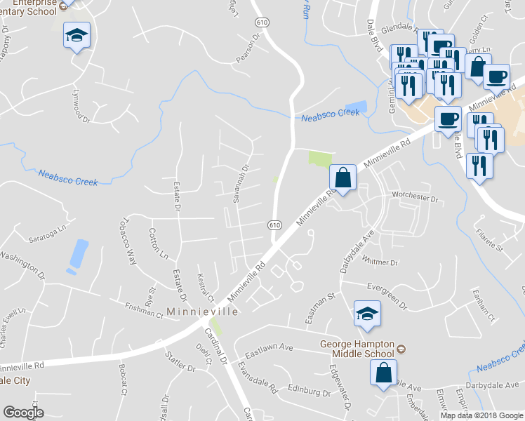 map of restaurants, bars, coffee shops, grocery stores, and more near 4623 Woodway Place in Woodbridge