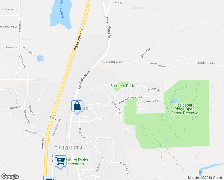 map of restaurants, bars, coffee shops, grocery stores, and more near 1722 Spur Ridge Lane in Healdsburg