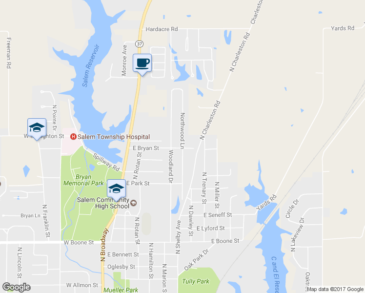 map of restaurants, bars, coffee shops, grocery stores, and more near Northwood Lane in Salem