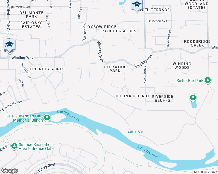 map of restaurants, bars, coffee shops, grocery stores, and more near 4030 Buchanan Drive in Fair Oaks