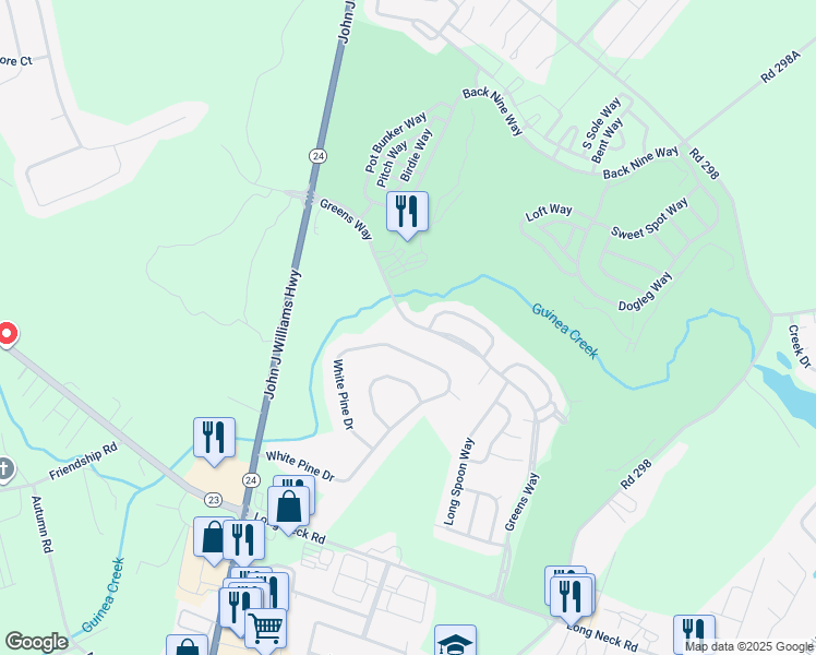 map of restaurants, bars, coffee shops, grocery stores, and more near 32809 Greens Way in Millsboro