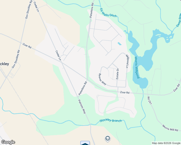 map of restaurants, bars, coffee shops, grocery stores, and more near 24671 Peterkins Road in Georgetown