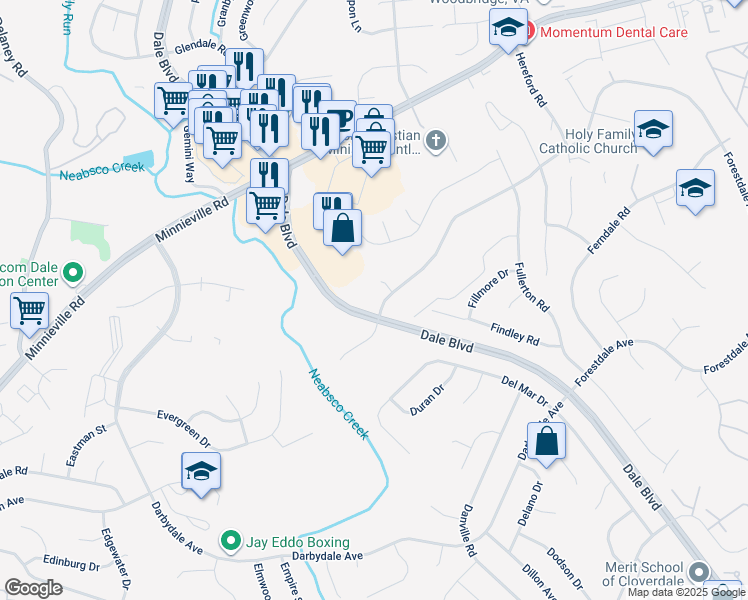 map of restaurants, bars, coffee shops, grocery stores, and more near 3958 Forestdale Avenue in Woodbridge