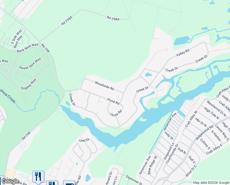 map of restaurants, bars, coffee shops, grocery stores, and more near 462 Woodside Road in Millsboro