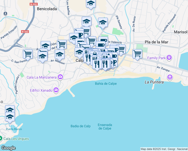 map of restaurants, bars, coffee shops, grocery stores, and more near 1D Carrer Cro D Pedro Pastor Pas in Calp
