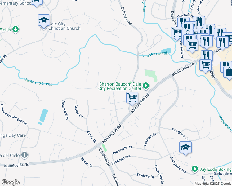 map of restaurants, bars, coffee shops, grocery stores, and more near 4648 Woodway Place in Woodbridge