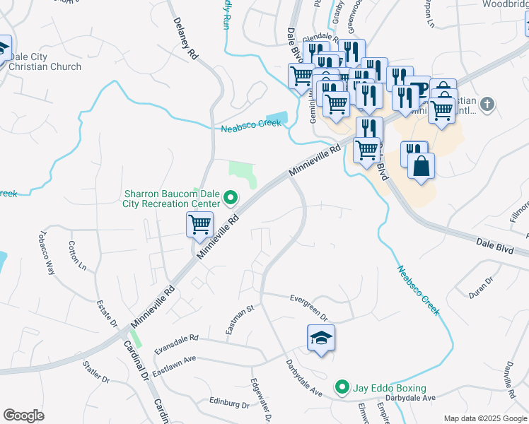 map of restaurants, bars, coffee shops, grocery stores, and more near in Dale City