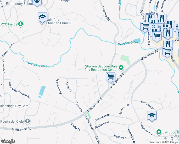 map of restaurants, bars, coffee shops, grocery stores, and more near 4721 Still Place in Woodbridge