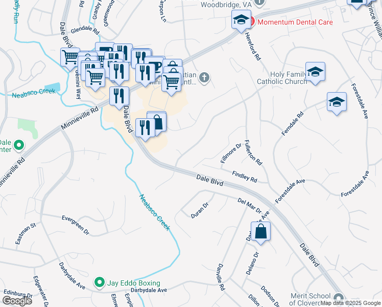 map of restaurants, bars, coffee shops, grocery stores, and more near 3947 Forestdale Avenue in Woodbridge