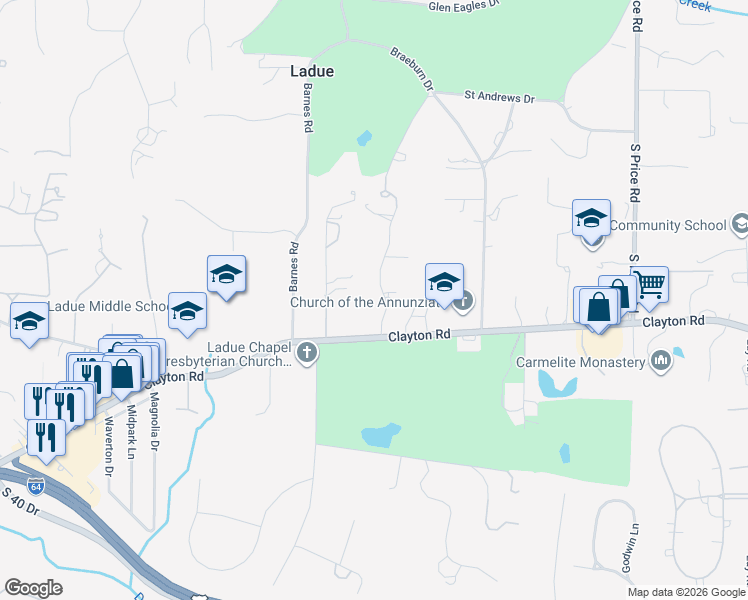 map of restaurants, bars, coffee shops, grocery stores, and more near 959 Tirrill Farms Road in St. Louis