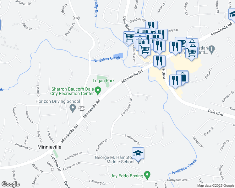 map of restaurants, bars, coffee shops, grocery stores, and more near 14397 Westminister Lane in Dale City