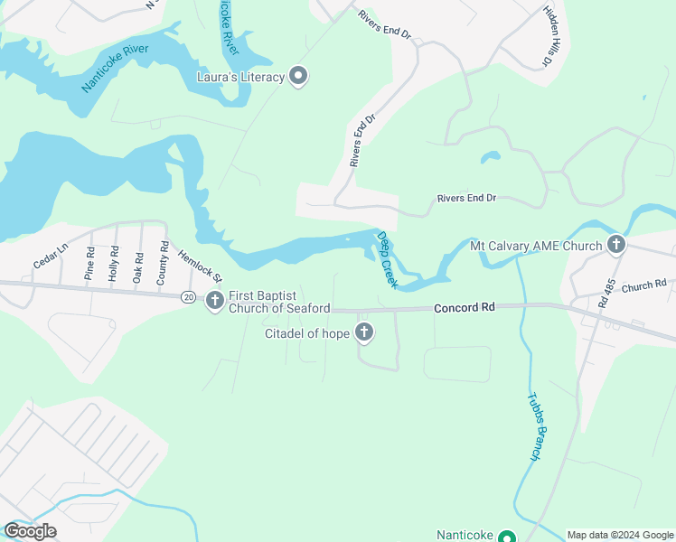map of restaurants, bars, coffee shops, grocery stores, and more near 25211 Griffs Way in Seaford