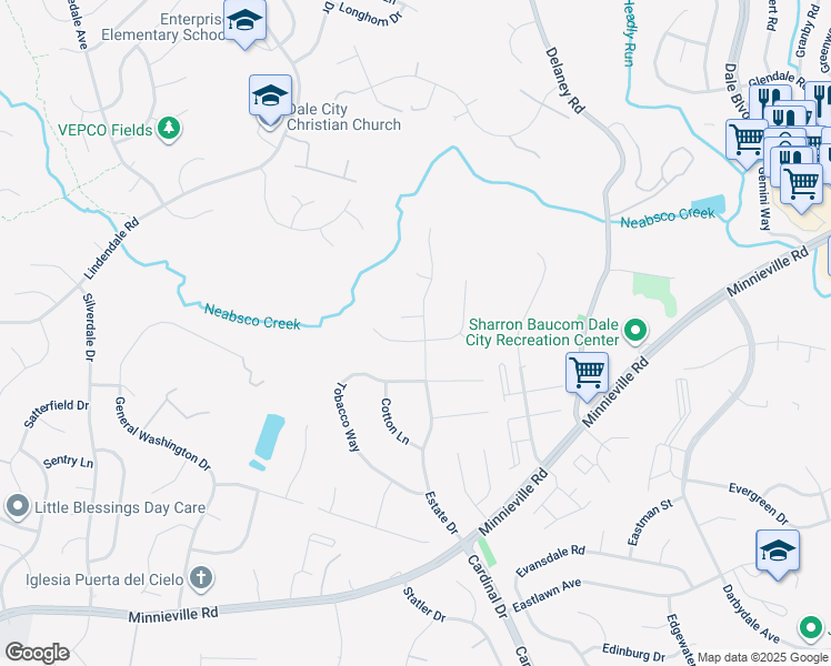 map of restaurants, bars, coffee shops, grocery stores, and more near 4970 Manor House Court in Woodbridge