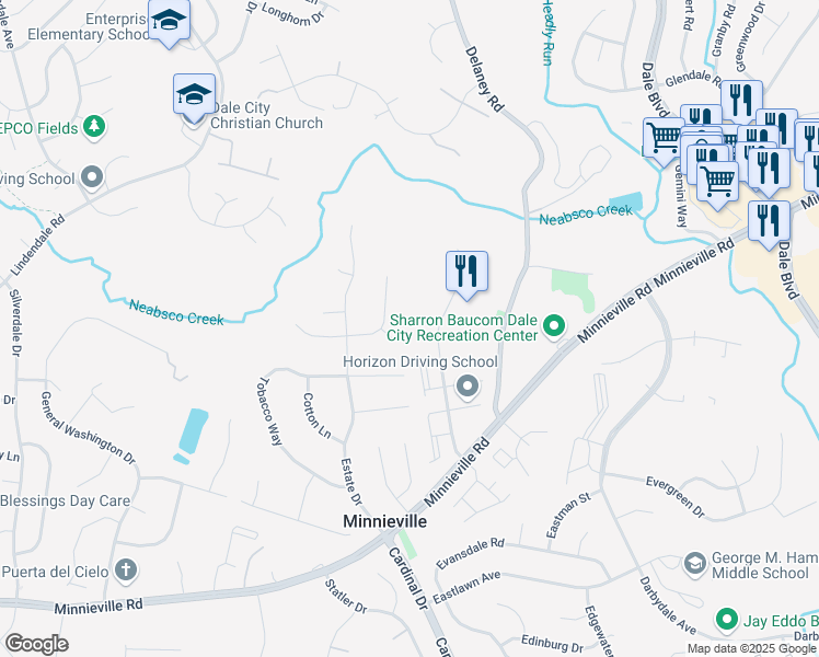 map of restaurants, bars, coffee shops, grocery stores, and more near 4735 Still Place in Woodbridge