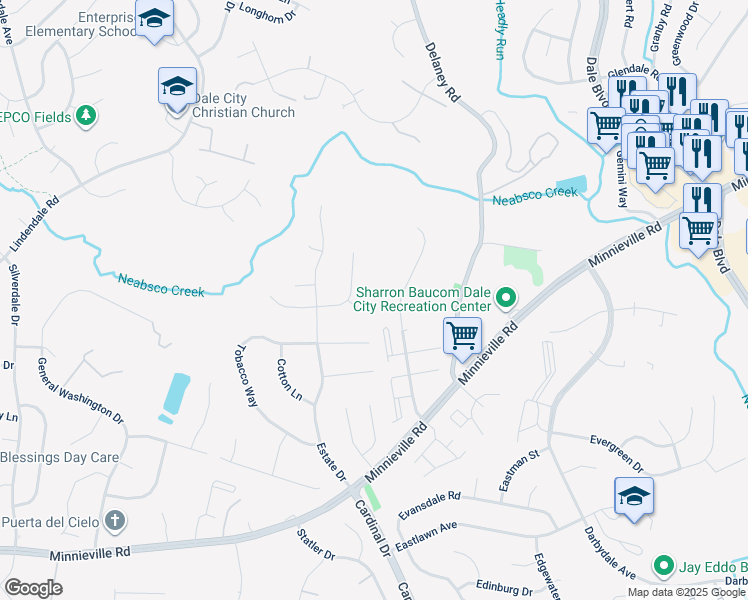 map of restaurants, bars, coffee shops, grocery stores, and more near 4735 Still Place in Woodbridge