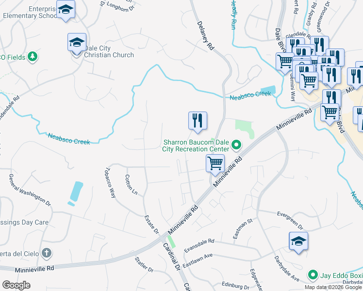 map of restaurants, bars, coffee shops, grocery stores, and more near 4700 Still Place in Woodbridge